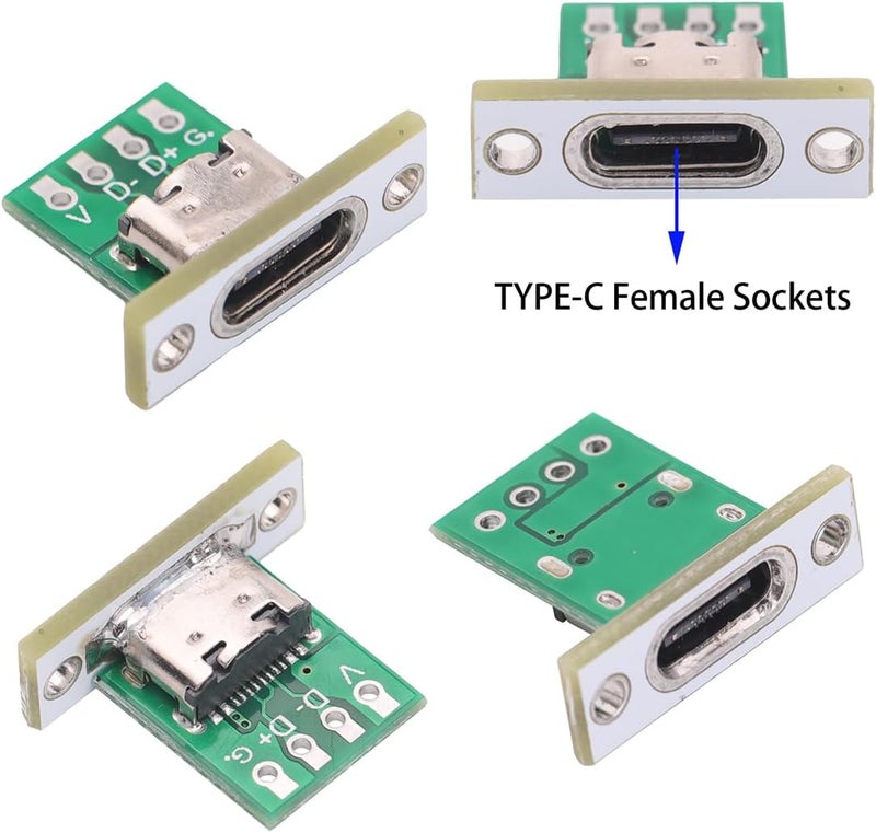 Teansic 10PCS DIY OEM Type C Female Connector,USB C Panel Mount Converter with PCB Board - Image 4